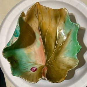 Antique Andrea Fenzi Hand-Painted Ceramic Leaf Dish